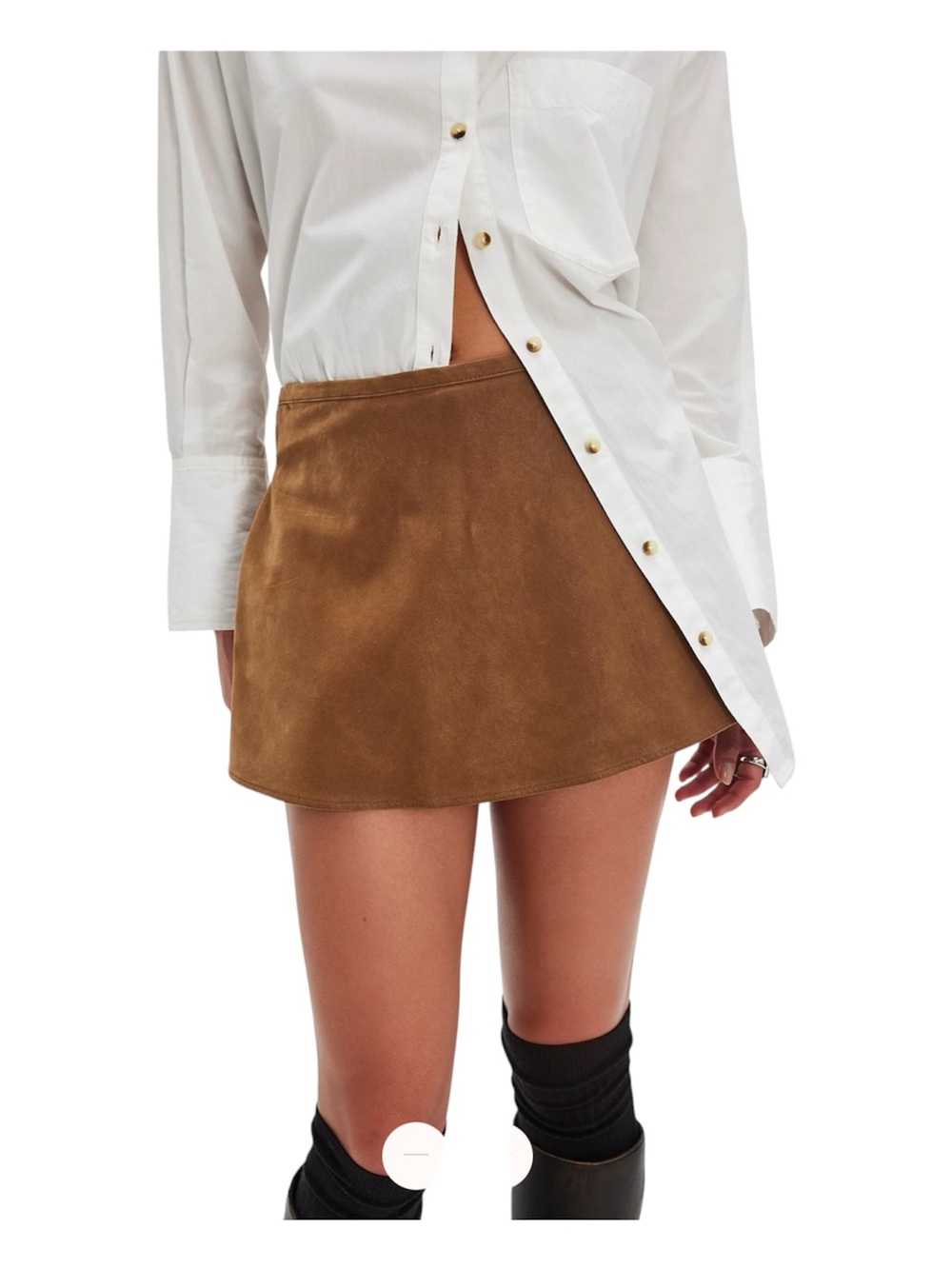 NWT Free People We The Free Paradise Found Suede Skort Caramel Cafe Size M